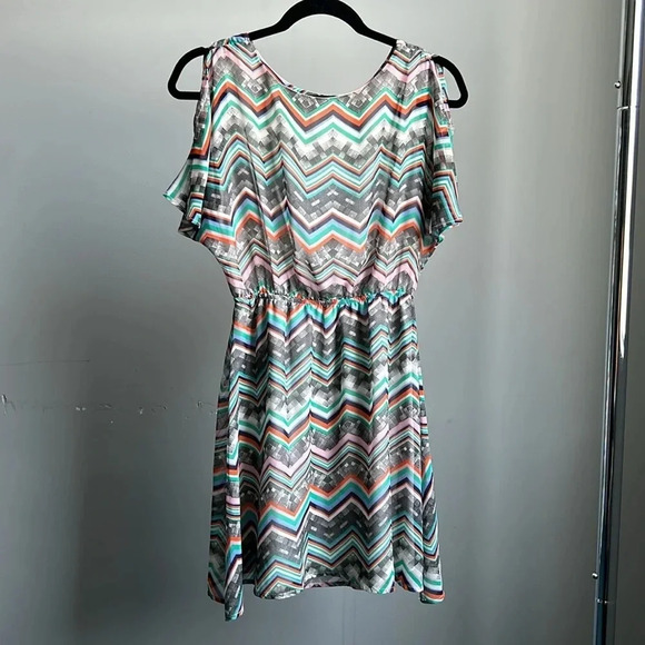 Francesca's Blue Rain Colorful Mini Dress | Mini Dress | Colorful | Eclectic - Picture 1 of 12